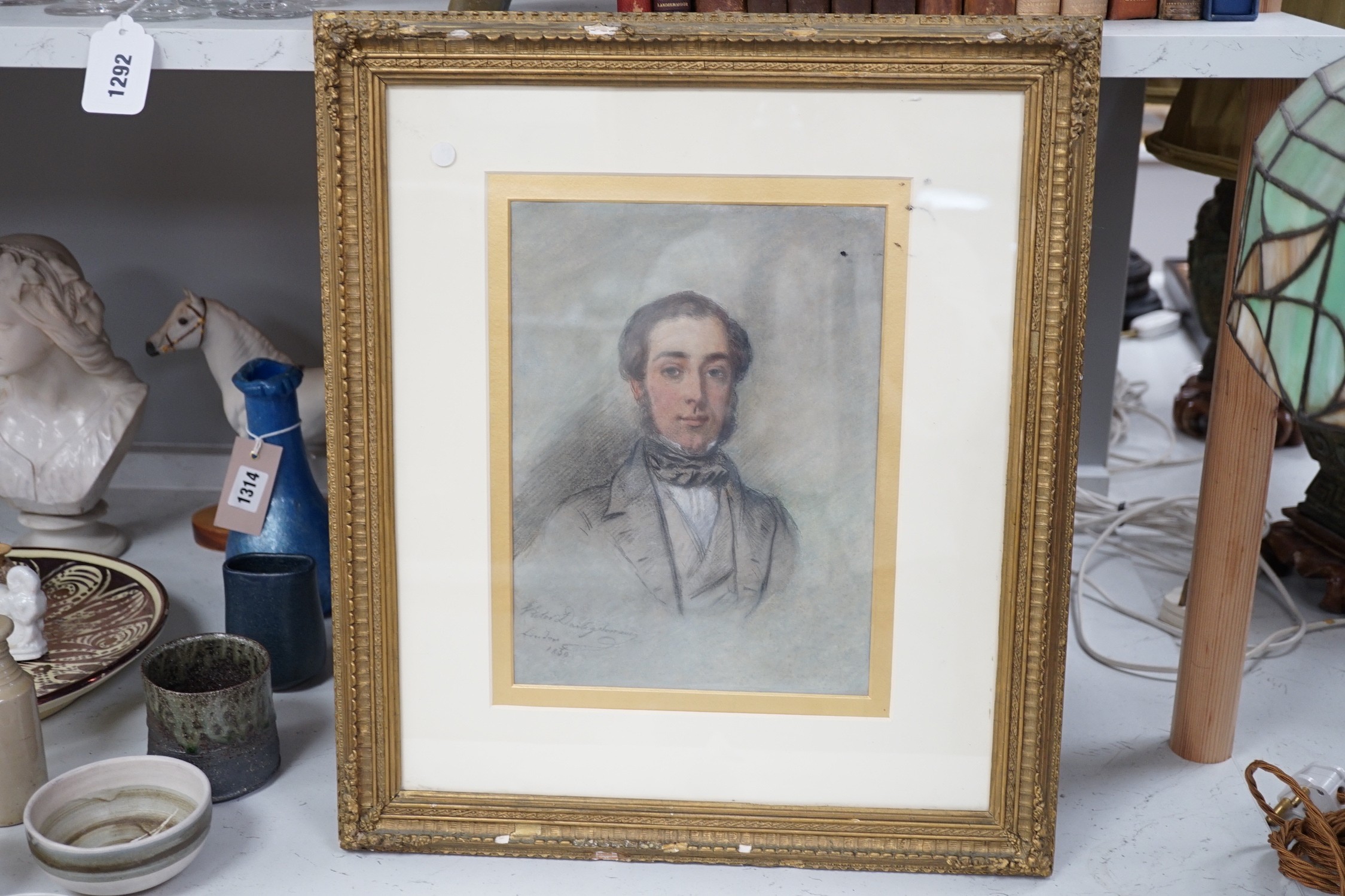 English School (19th century), pastel, Portrait of a gentleman, indistinctly signed and titled, dated 1859, 27.5 x 20.5cm
